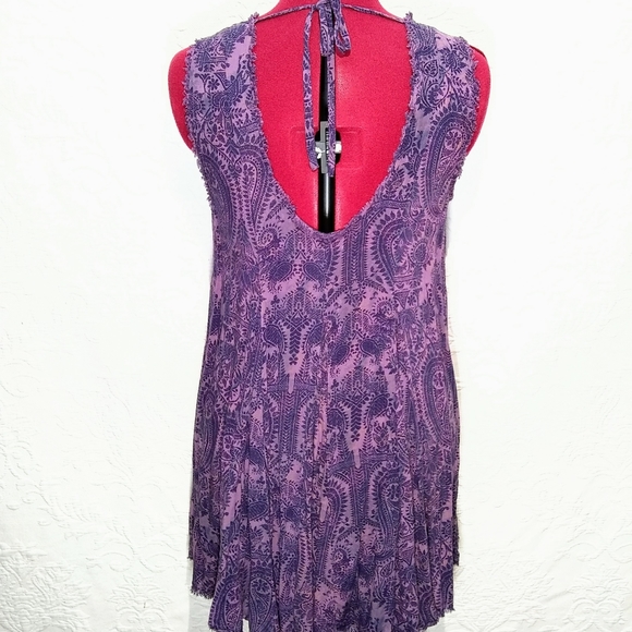 Ecote Small Purple Paisley Boho Soft Mini Dress - Picture 5 of 15